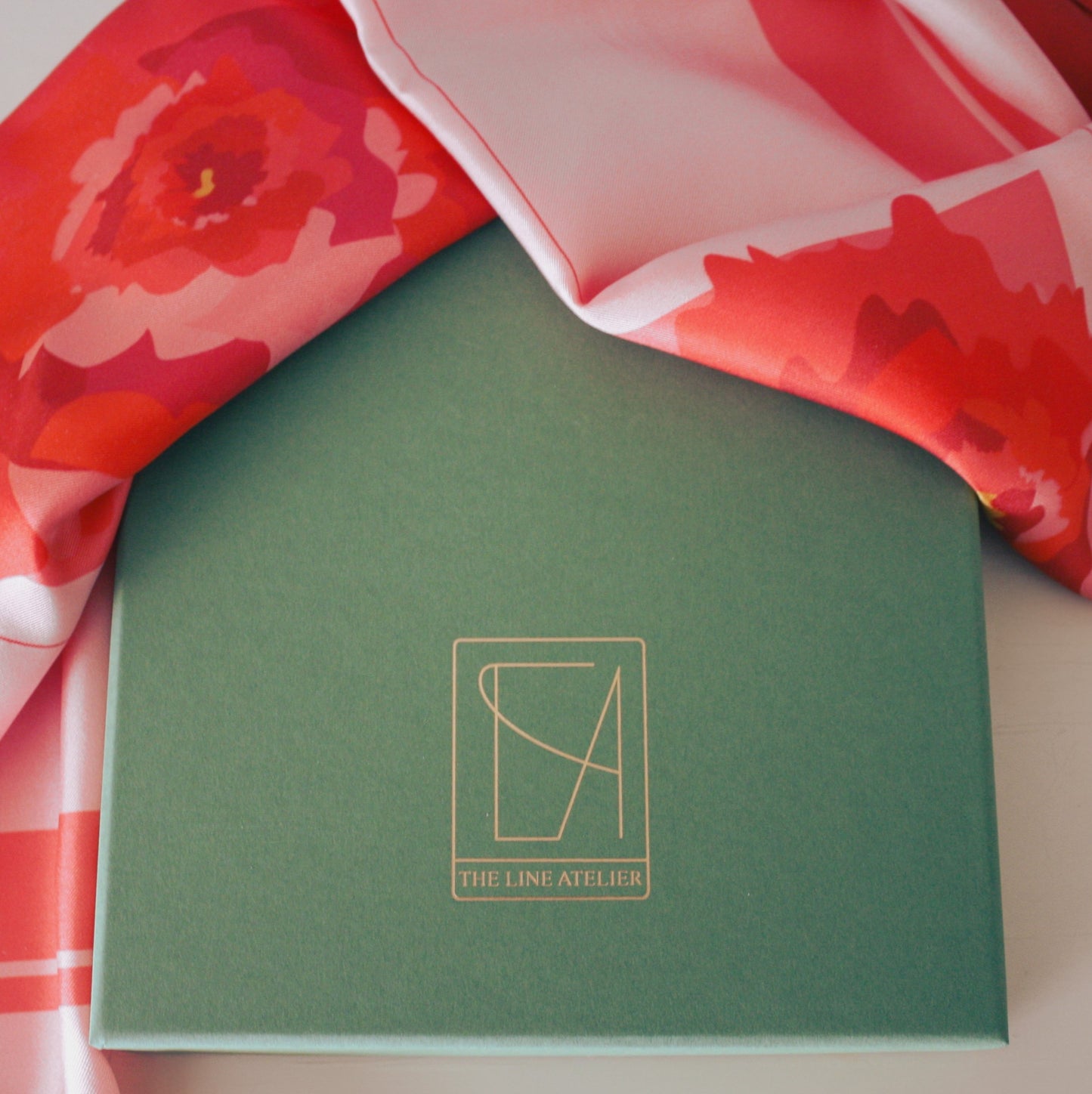 Large silk scarf, Rose d`Amour