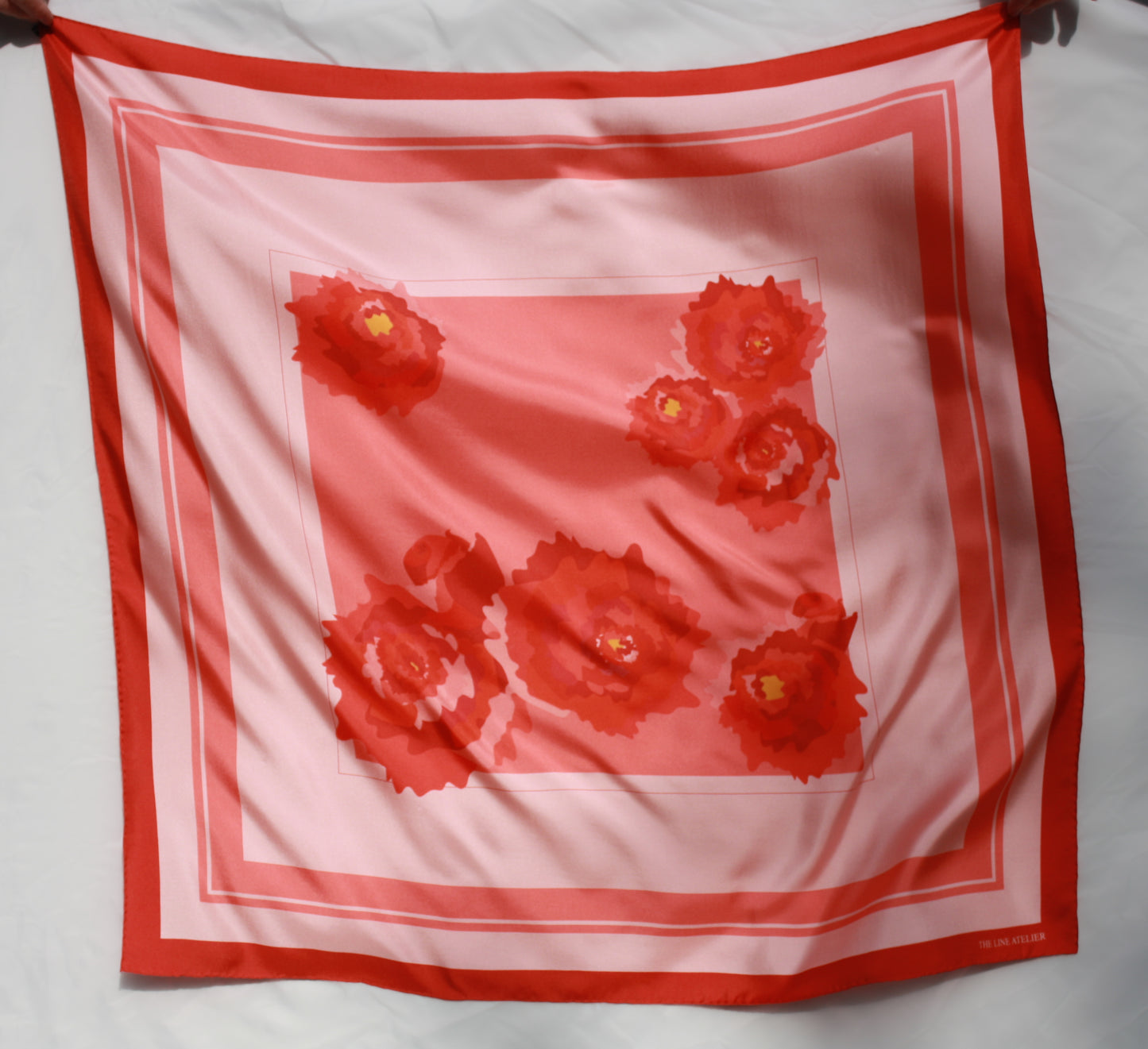 Large silk scarf, Rose d`Amour