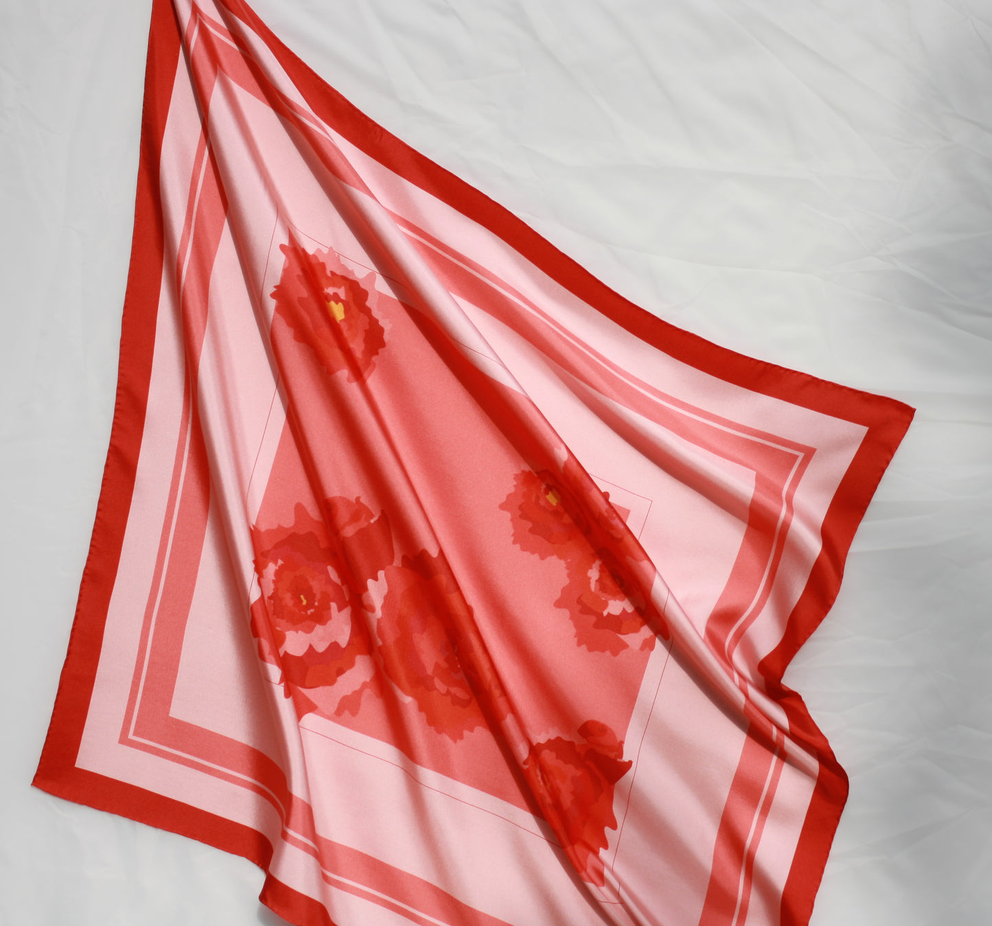 Large silk scarf, Rose d`Amour