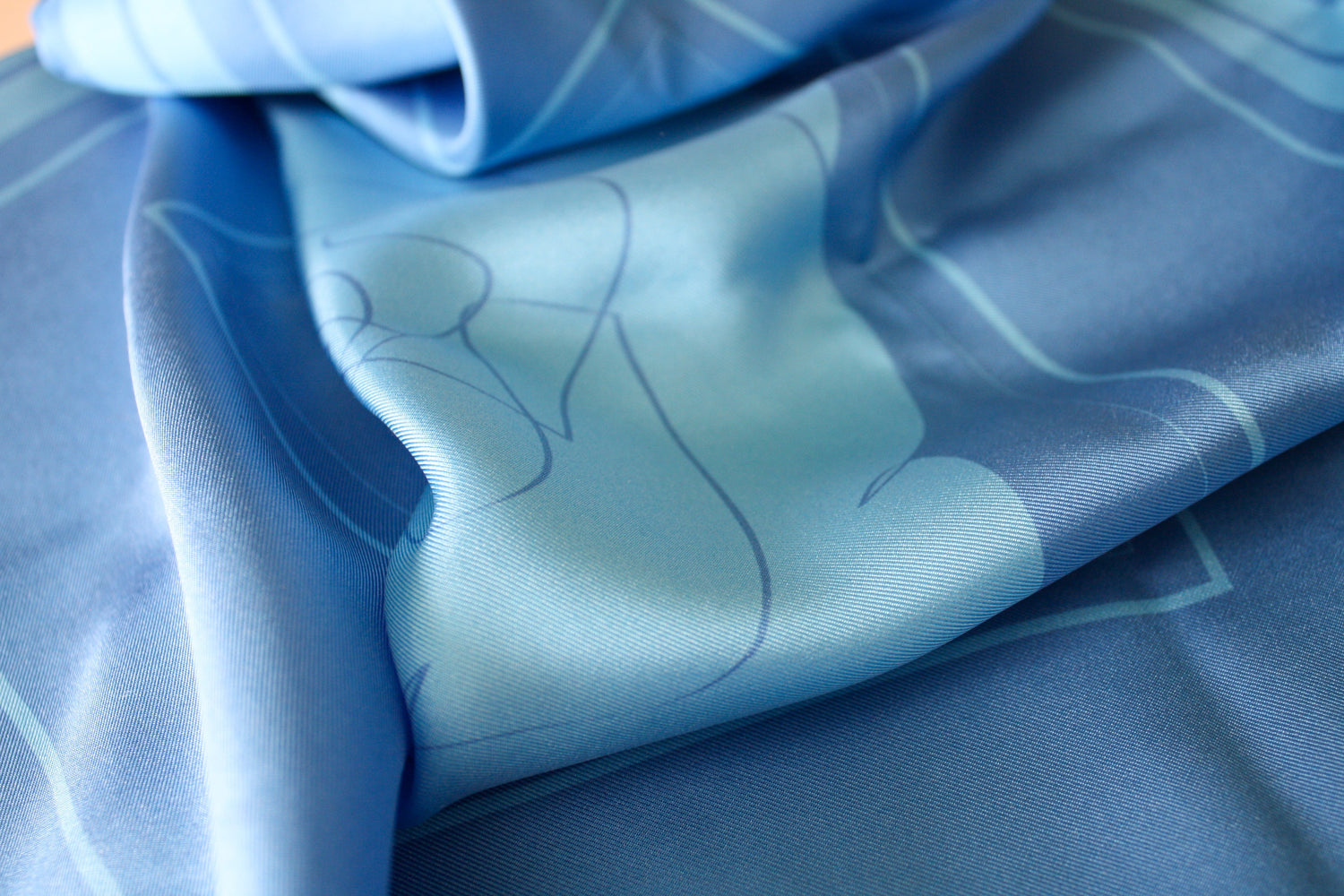 Large silk scarf in cerulean blue. Midnight Sister.