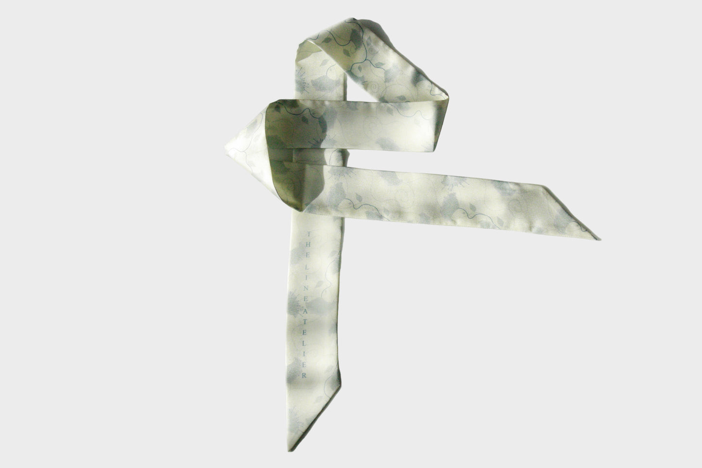 Silk twilly scarf, Morning Reverie in cool mint, by The Line Atelier