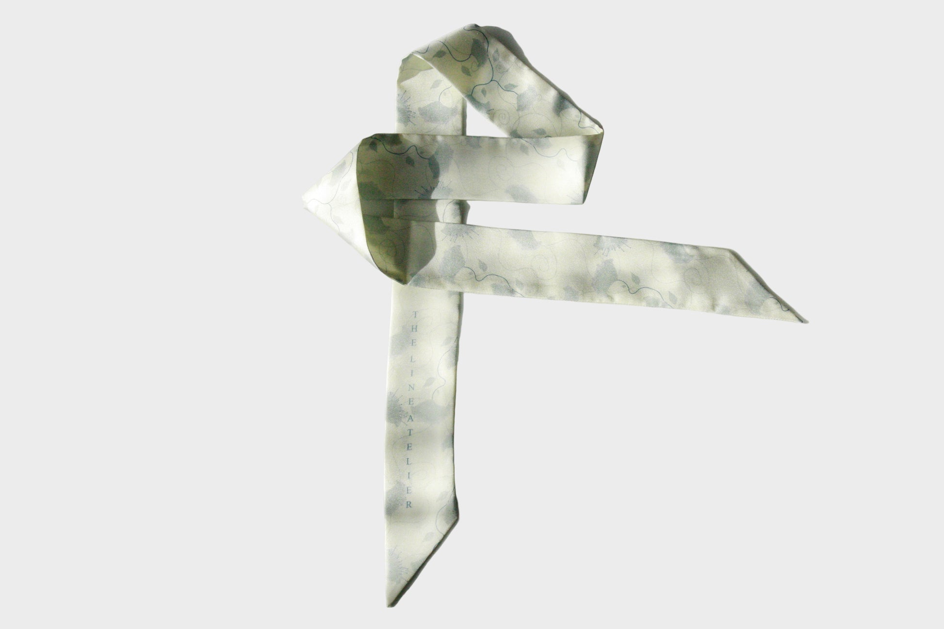 Silk twilly scarf, Morning Reverie in cool mint, by The Line Atelier