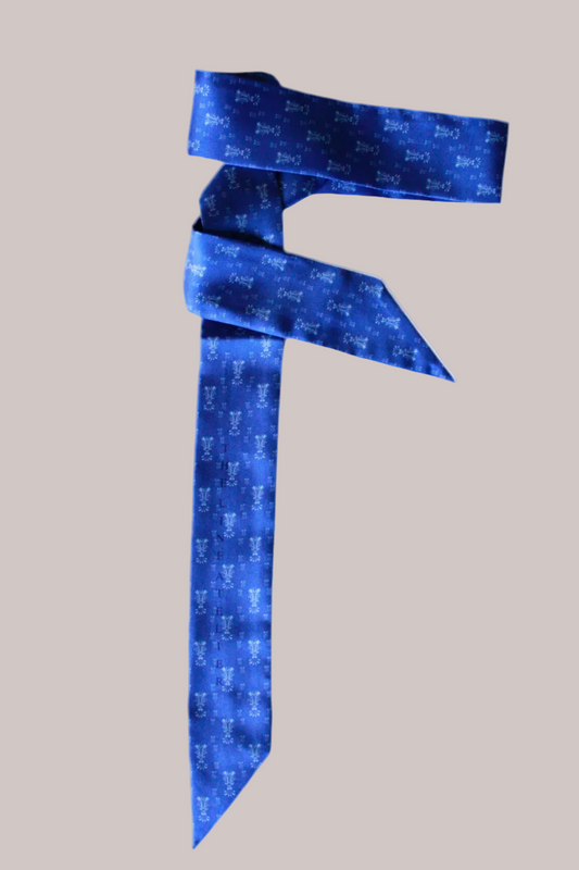 Blue silk twilly scarf by The Line Atelier