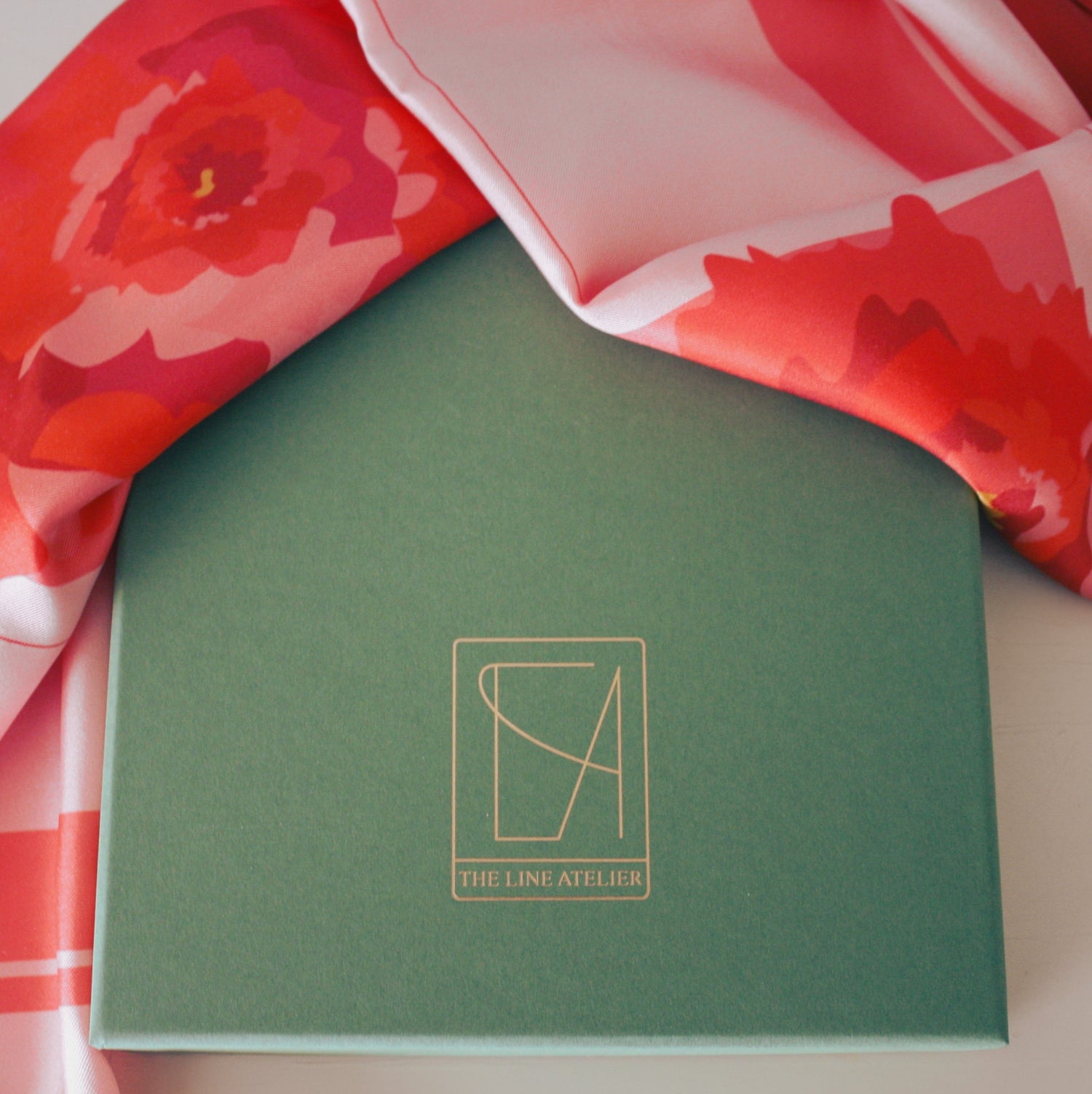 Large silk scarf, Rose d`Amour