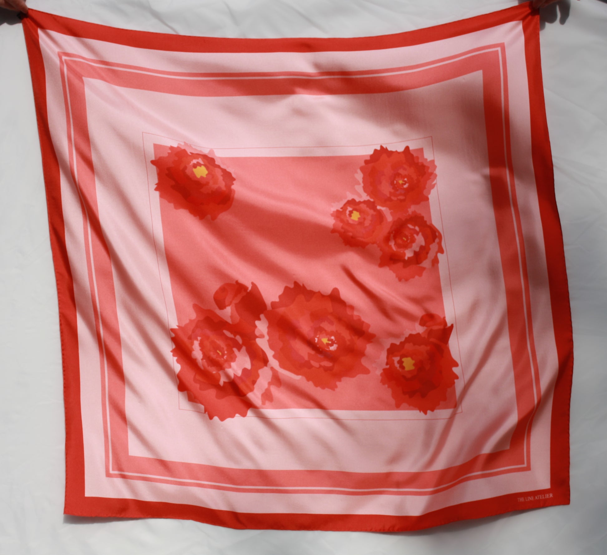 Large silk scarf, Rose d`Amour